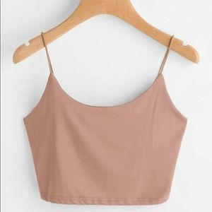 Cropped solid spaghetti strap top